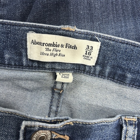 Abercrombie & Fitch Curve Love Women's 33/16 Flare Ultra High Rise Denim Jeans - Picture 8 of 10